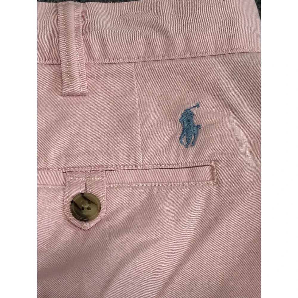 Polo Ralph Lauren Shorts Mens 36 Pink Stretch Chino Blue Pony Logo Preppy Pocket